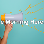 Woman shouting into bullhorn